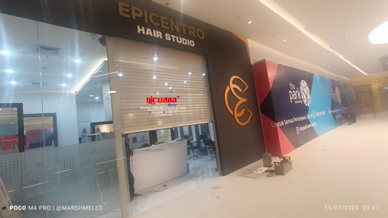 Pemasangan Rolling Door One Sheet Full Perforated di Tenant Epicentro The Park Mall Semarang