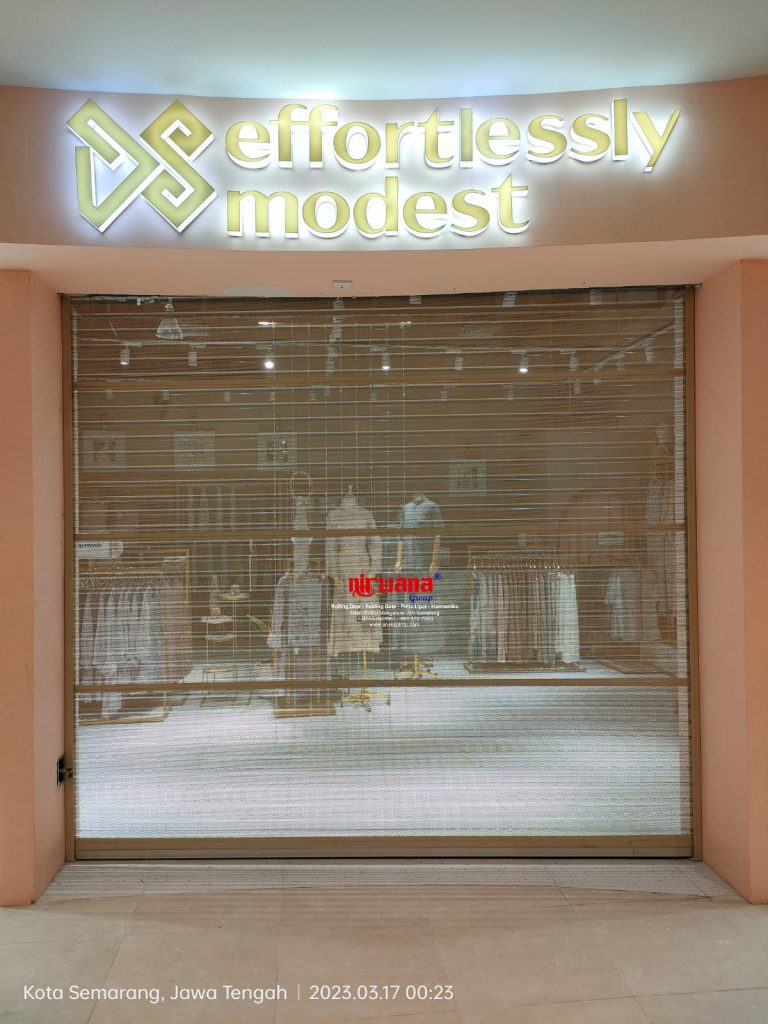 Pemasangan Rolling Door One Sheet Full Perforated Motorized di Tenant Al Fath Uptown Mall Semarang