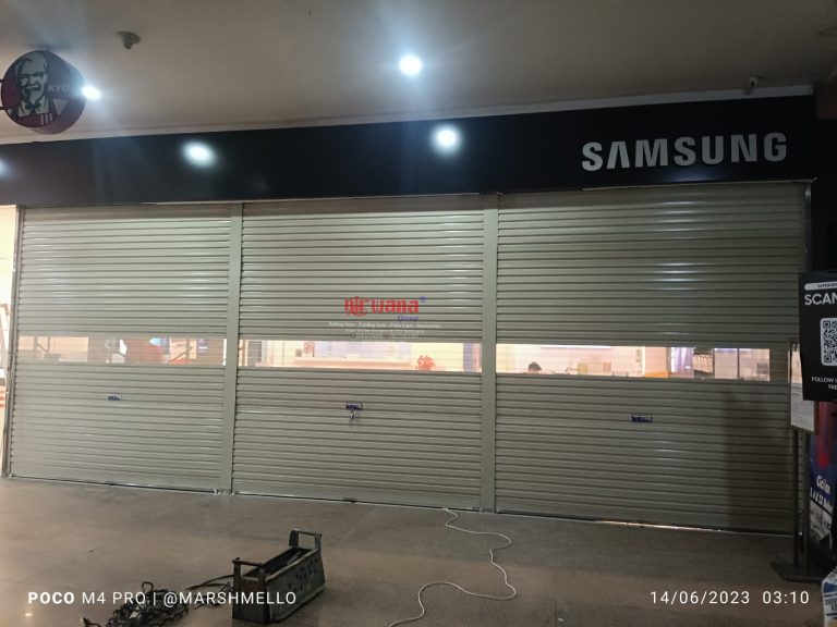 Pemasangan Rolling Door One Sheet 30cm Perforated di Tenant Samsung Java Mall Semarang