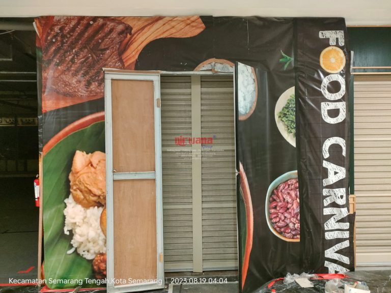 Pemasangan Rolling Door One Sheet Full Perforated di Tenant Teh Poci Tentrem Mall Semarang