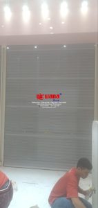 Proyek Pemasangan Pintu Rolling Door One Sheet Full Perforated di Tenant BONJOUR, Queen City Mall, Semarang, Jawa Tengah.